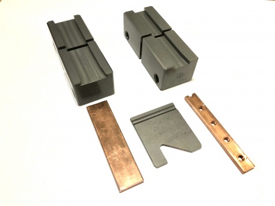standard blade and punches for manual Din rail punching shears with ruler, stop and support foot
